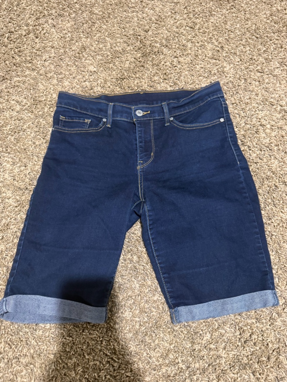 Levi's Indigo Cuffed Denim Bermuda Shorts